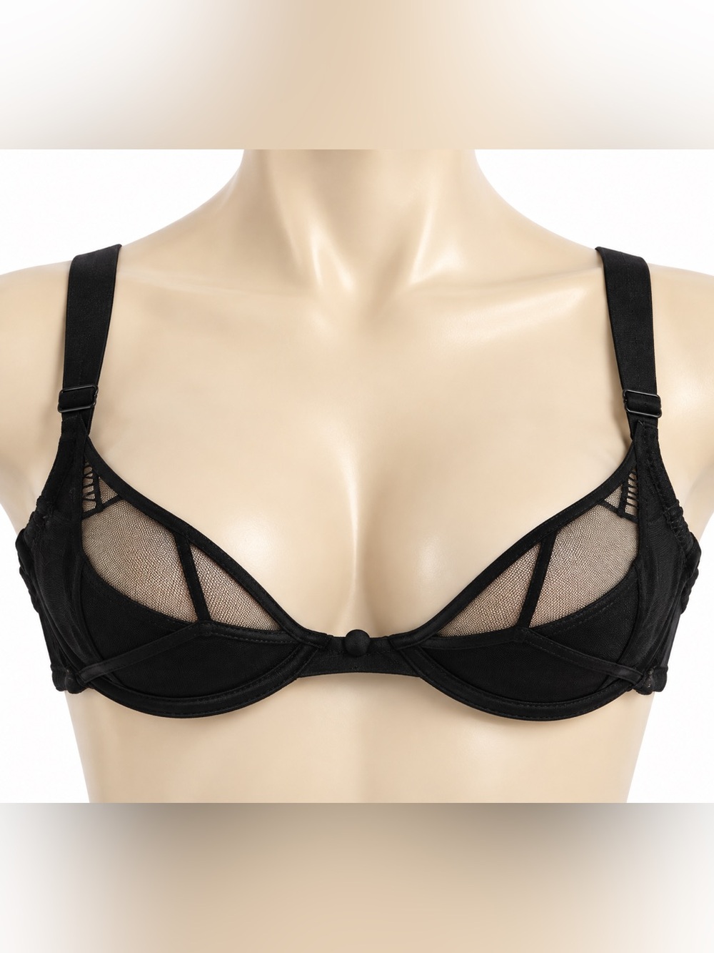 RARE Implicite SAMPLE Black Mesh Underwire Bra 34B French Lingerie